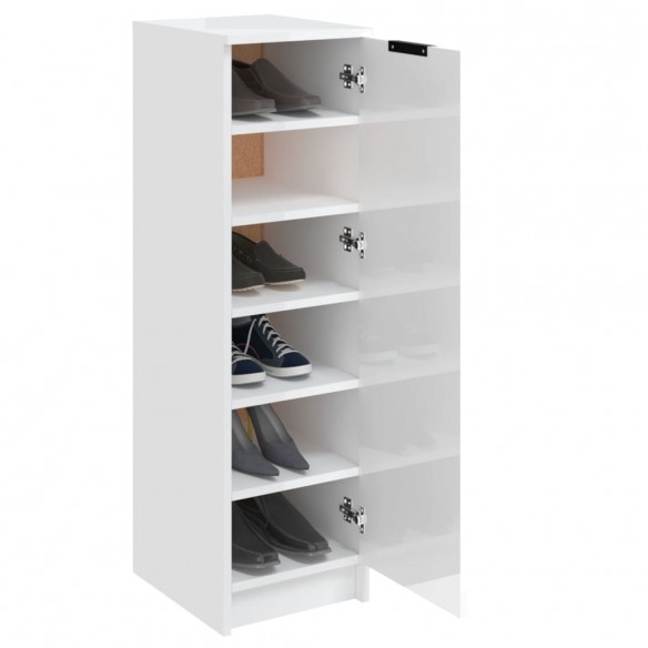 Meuble chaussures Blanc brillant 30x35x100 cm 