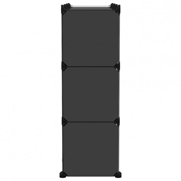 Cubes de rangement 9 pcs avec portes Noir PP
