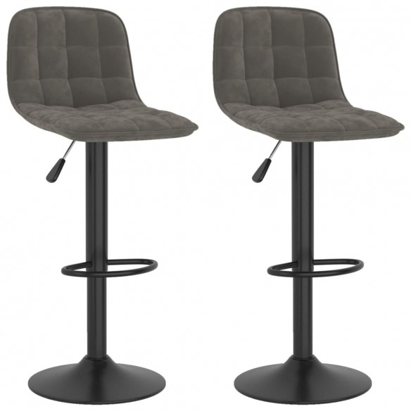 Tabourets de bar lot de 2 gris foncé velours