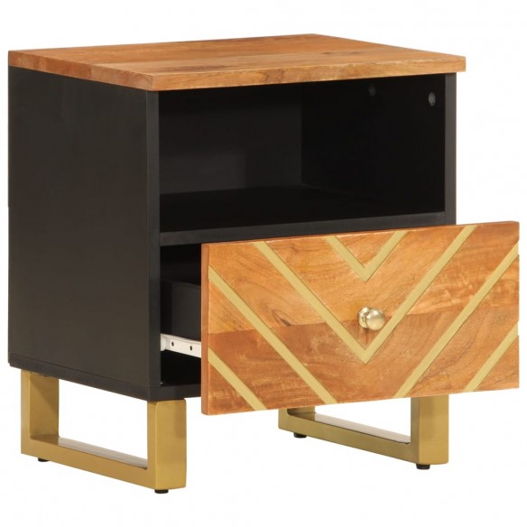 Tables de chevet 2 pcs marron et noir bois de manguier solide