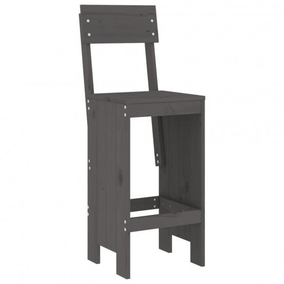 Tabourets de bar 2 pcs gris 40x48,5x115,5 cm bois massif de pin
