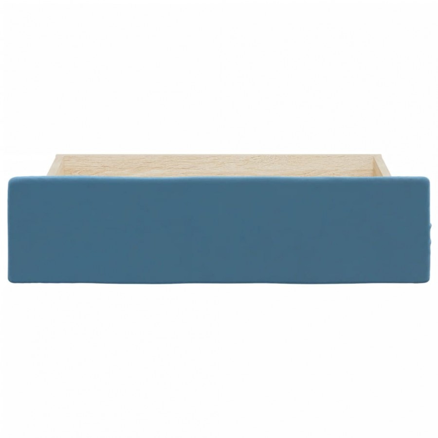 Tiroirs de lit 2 pcs bleu bois d'ingénierie et tissu