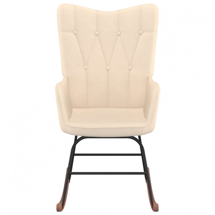 Chaise à bascule avec repose-pied Crème Tissu