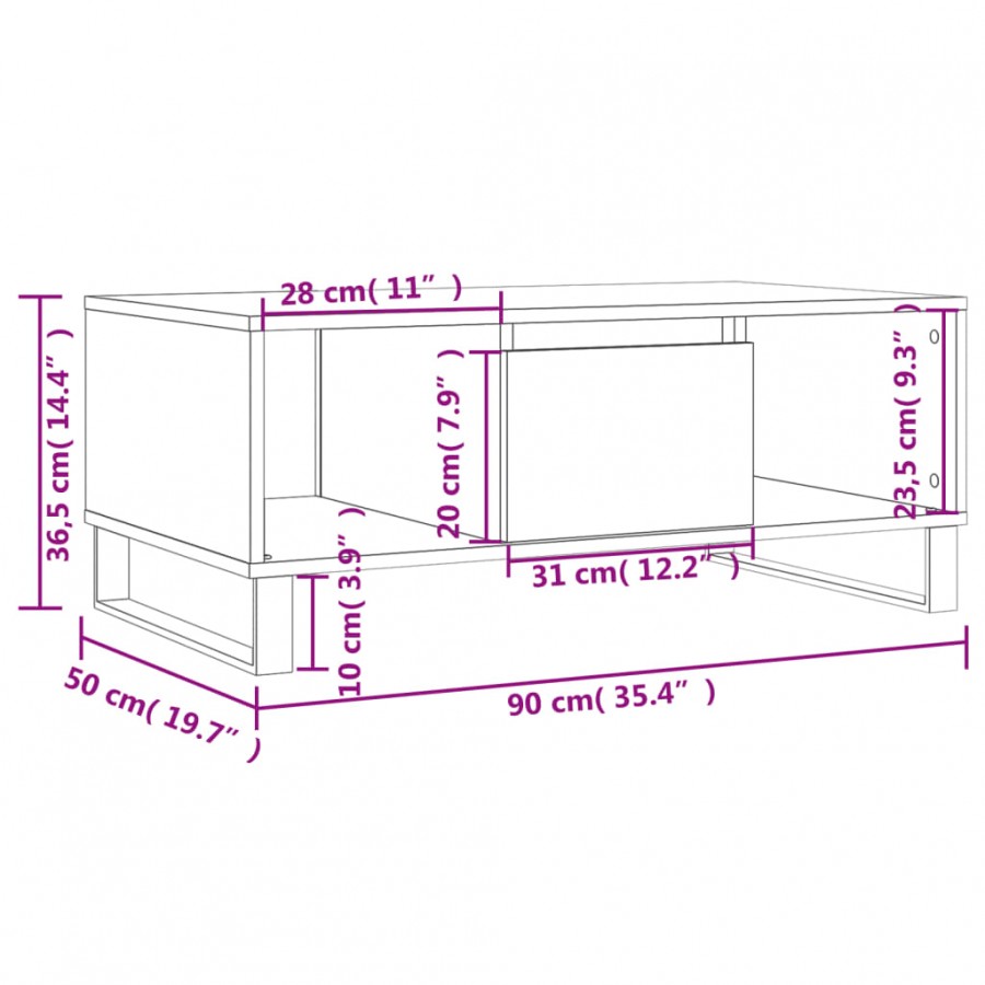 Table basse Blanc 90x50x36,5 cm 