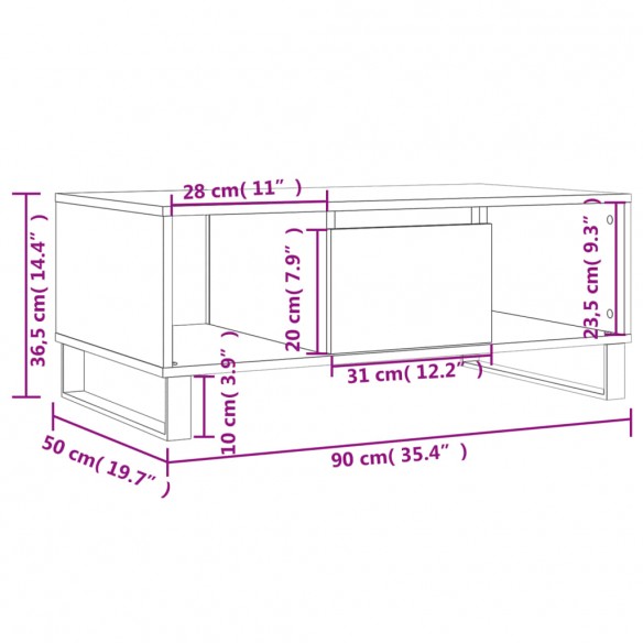 Table basse Blanc 90x50x36,5 cm 