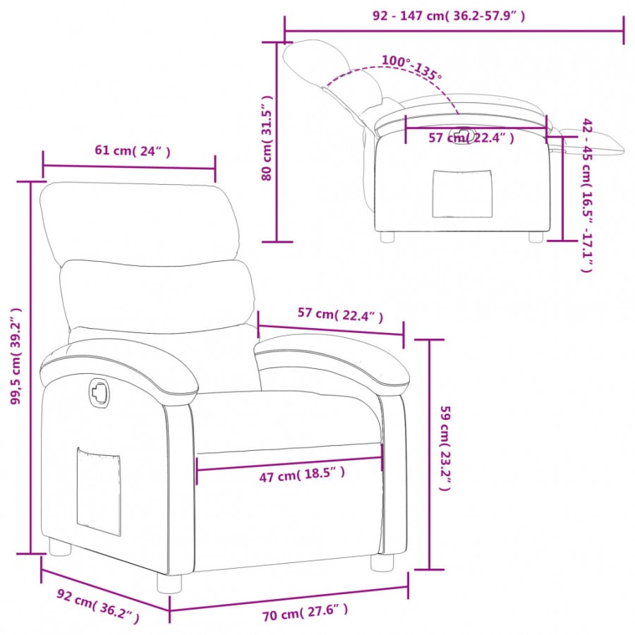 Fauteuil inclinable Noir Tissu
