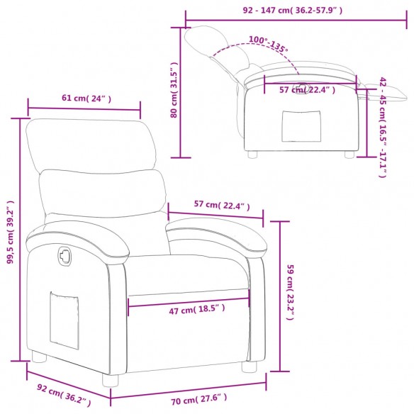 Fauteuil inclinable Noir Tissu