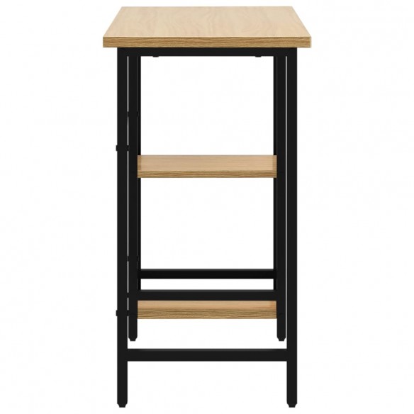 Bureau d'ordinateur Noir et chêne clair 80x40x72cm MDF et métal