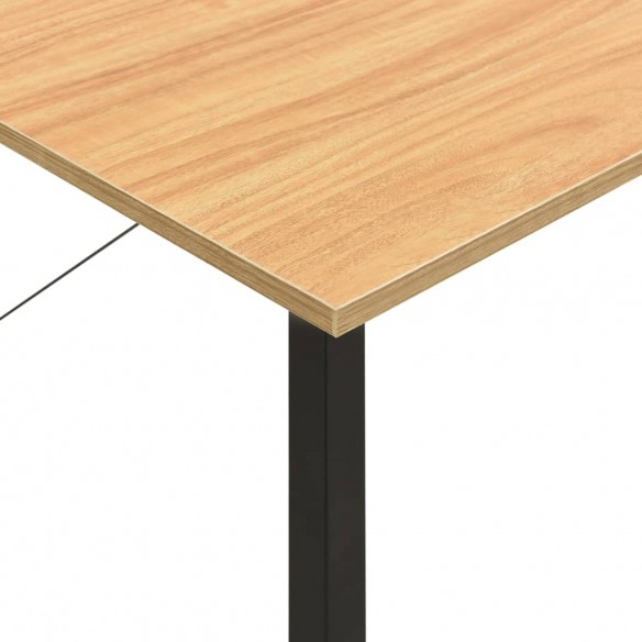 Bureau d'ordinateur Noir et chêne clair 80x40x72cm MDF et métal