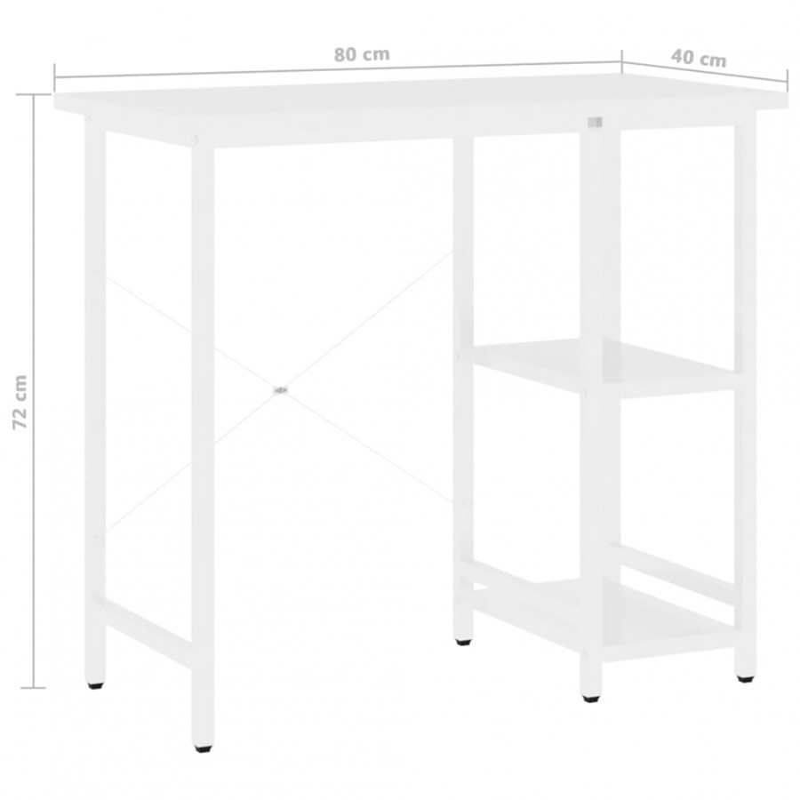 Bureau d'ordinateur Blanc 80x40x72 cm MDF et métal
