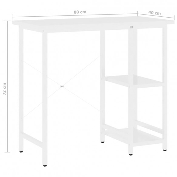Bureau d'ordinateur Blanc 80x40x72 cm MDF et métal