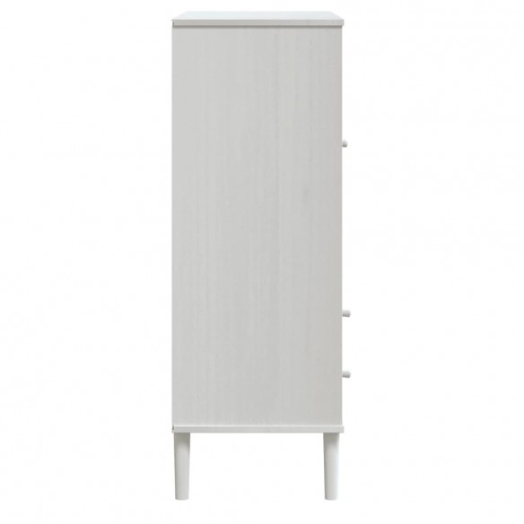 Buffet SENJA aspect rotin blanc 90x40x112cm bois massif de pin