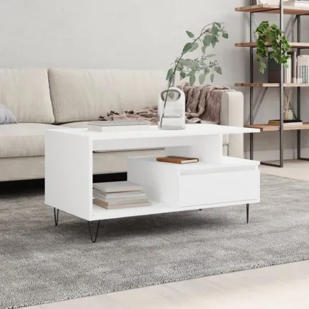 Table basse Blanc 90x49x45 cm 