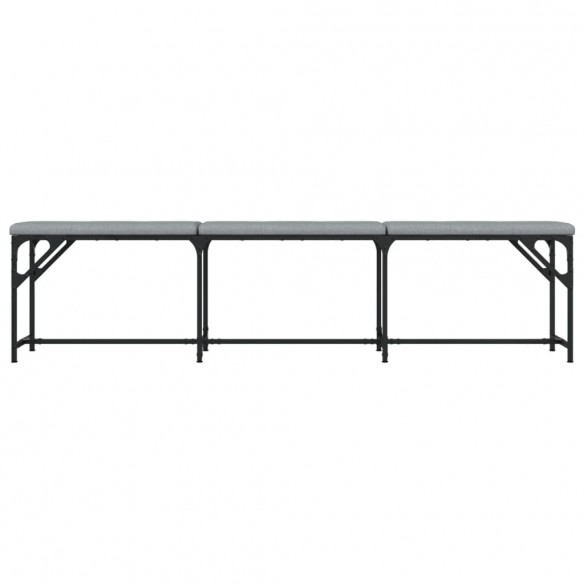 Banc à manger gris clair 186x32x45 cm acier et tissu