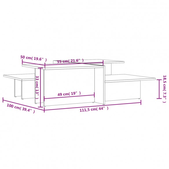 Tables basses 2 pcs blanc bois d'ingénierie