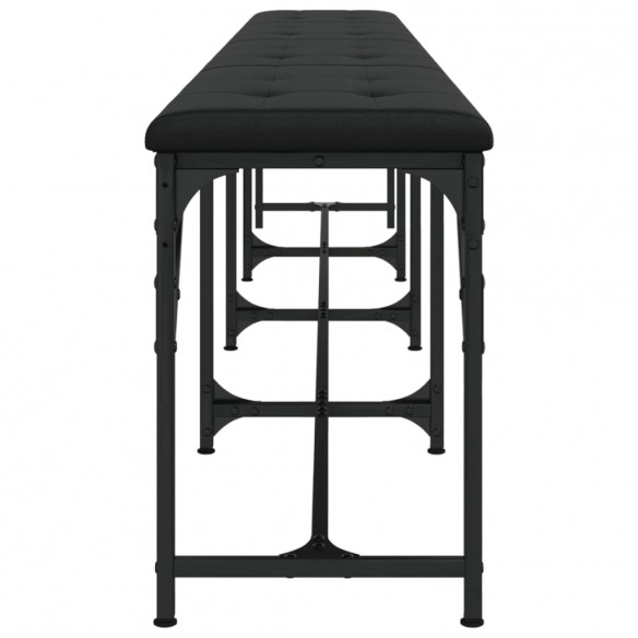Banc à manger noir 248x32x45 cm acier et similicuir