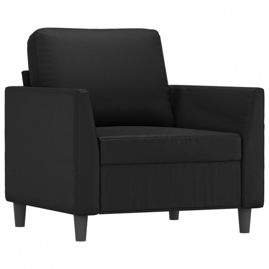 Ensemble de canapés 4 pcs avec coussins Noir Similicuir