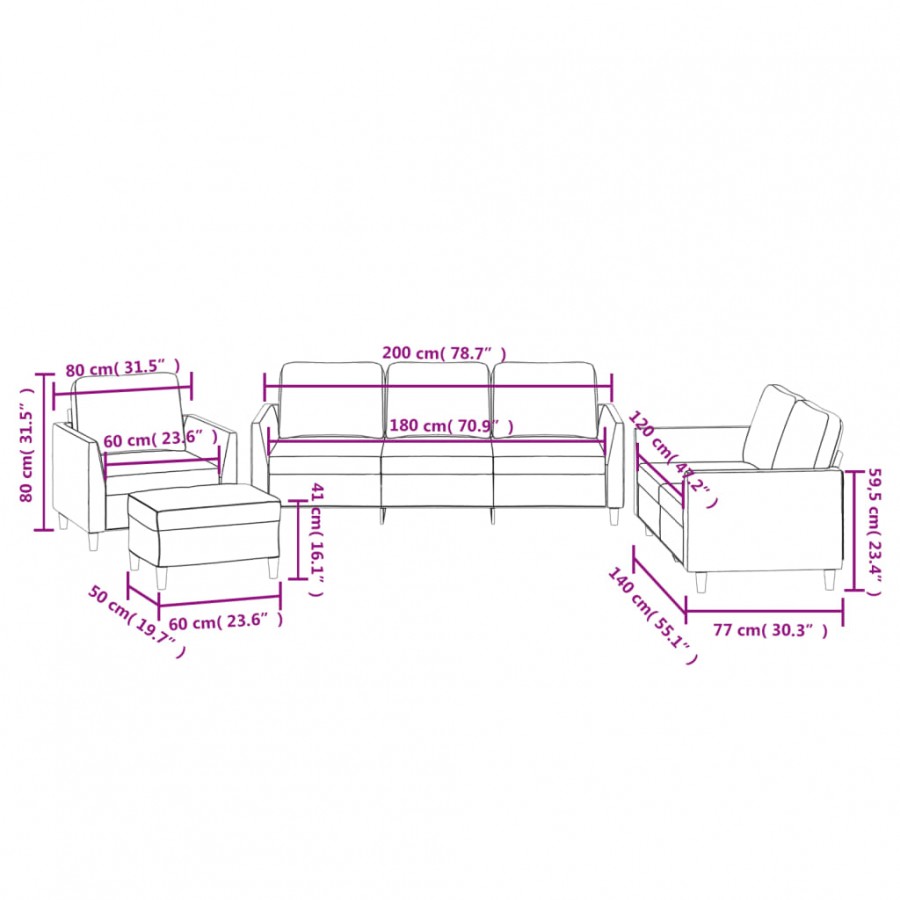 Ensemble de canapés 4 pcs avec coussins Noir Similicuir