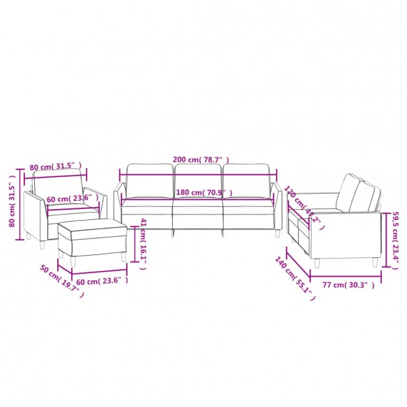 Ensemble de canapés 4 pcs avec coussins Noir Similicuir