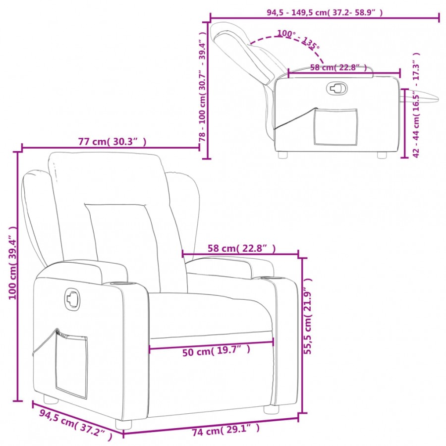 Fauteuil inclinable Noir Tissu