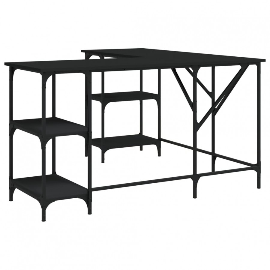 Bureau noir 139x139x75 cm bois d'ingénierie