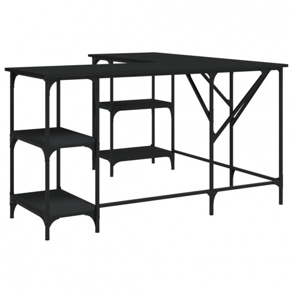 Bureau noir 139x139x75 cm bois d'ingénierie