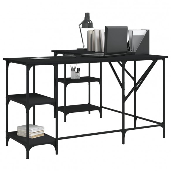 Bureau noir 139x139x75 cm bois d'ingénierie