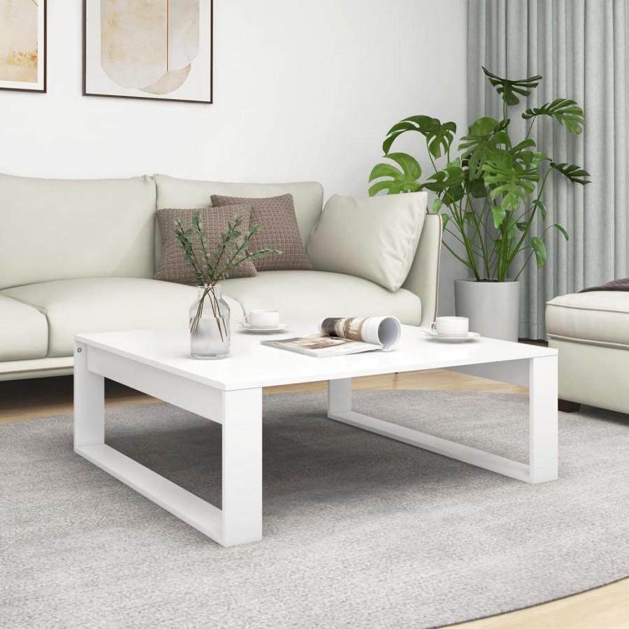 Table basse Blanc 100x100x35 cm Aggloméré