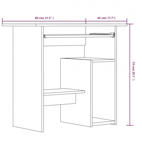 Bureau Chêne marron 80x45x74 cm 