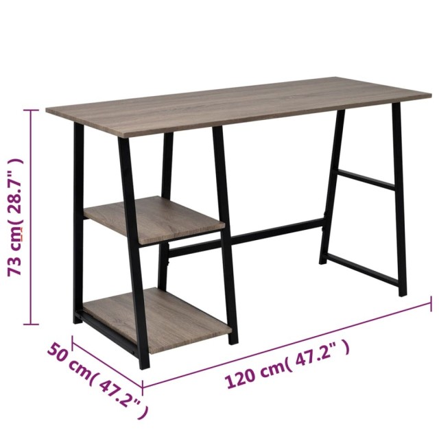 Bureau avec 2 étagères Gris et chêne