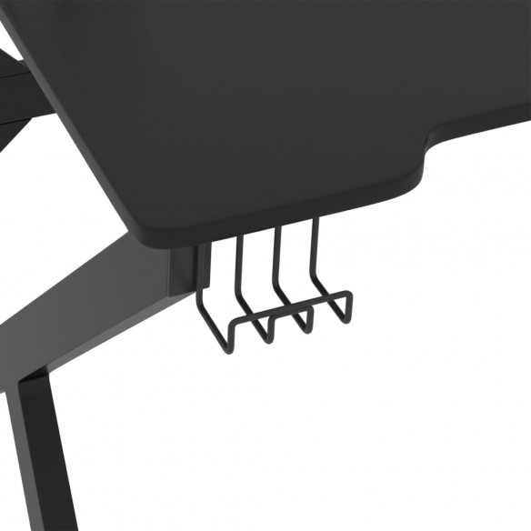 Bureau de jeu avec pieds en forme de K Noir 90x60x75 cm