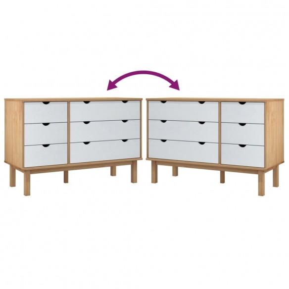 Commode OTTA marron et blanc 111x43x73,5 cm bois de pin massif