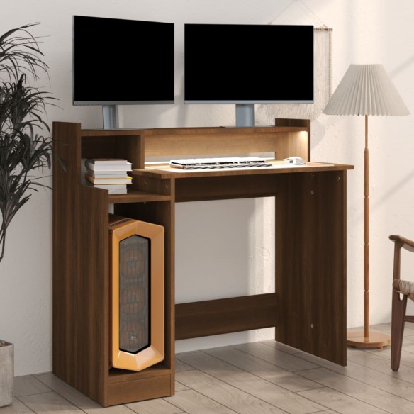 Bureau et lumières LED Chêne brun 97x45x90 cm 