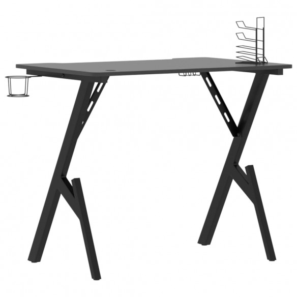 Bureau de jeu avec pieds en forme de Y Noir 90x60x75 cm