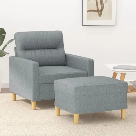 Fauteuil avec repose-pied Gris clair 60 cm Tissu