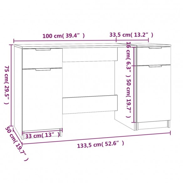 Bureau avec armoire latérale Sonoma gris 