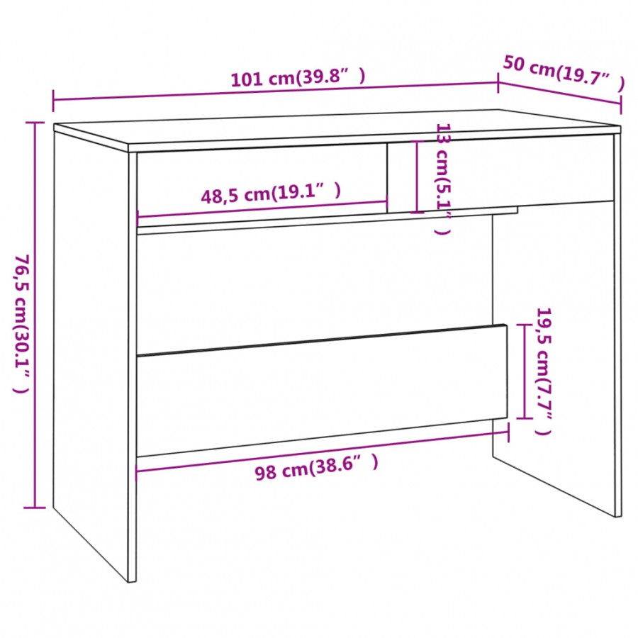 Bureau Chêne marron 101x50x76,5 cm Aggloméré