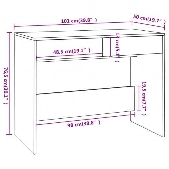 Bureau Chêne marron 101x50x76,5 cm Aggloméré