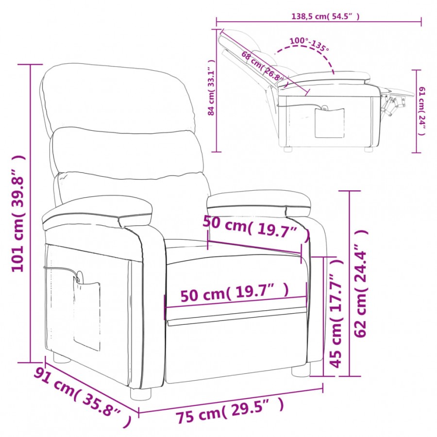 Fauteuil de massage Gris foncé Tissu
