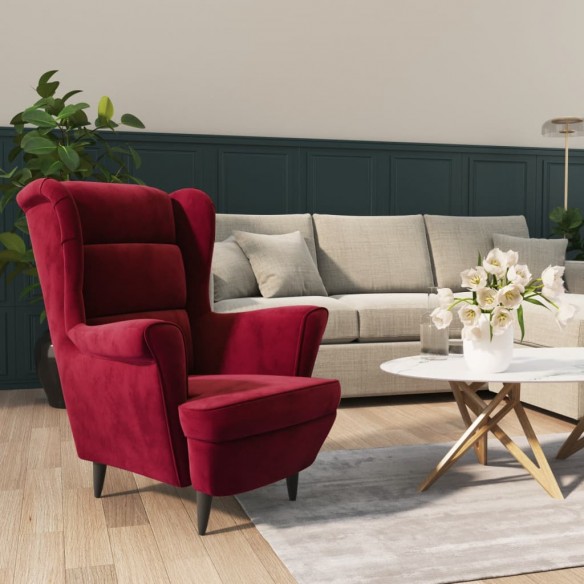 Fauteuil rouge bordeaux velours