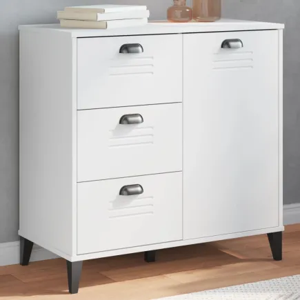 Buffet VIKEN blanc 80x40x80 cm bois massif de pin 2