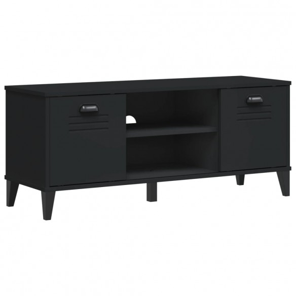 Banc à chaussures VIKEN noir 106x35x45 cm bois massif de pin