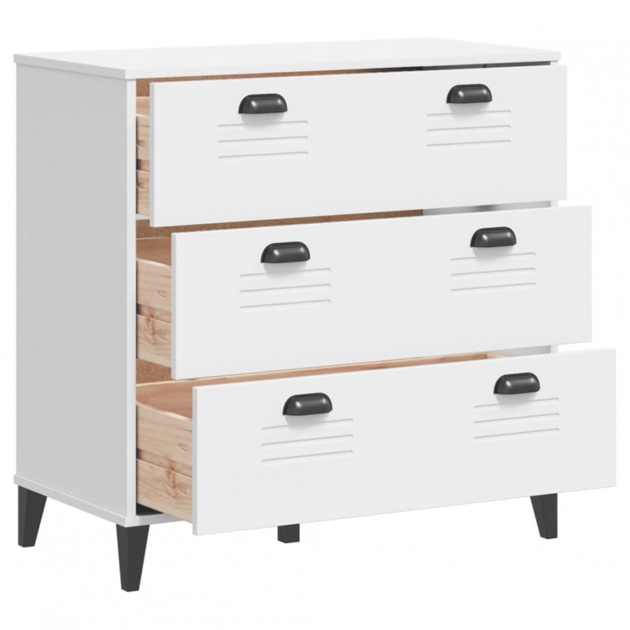 Commode VIKEN blanc bois de pin solide