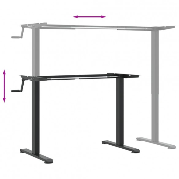 Cadre de bureau debout noir (94-135)x60x(70-114) cm acier