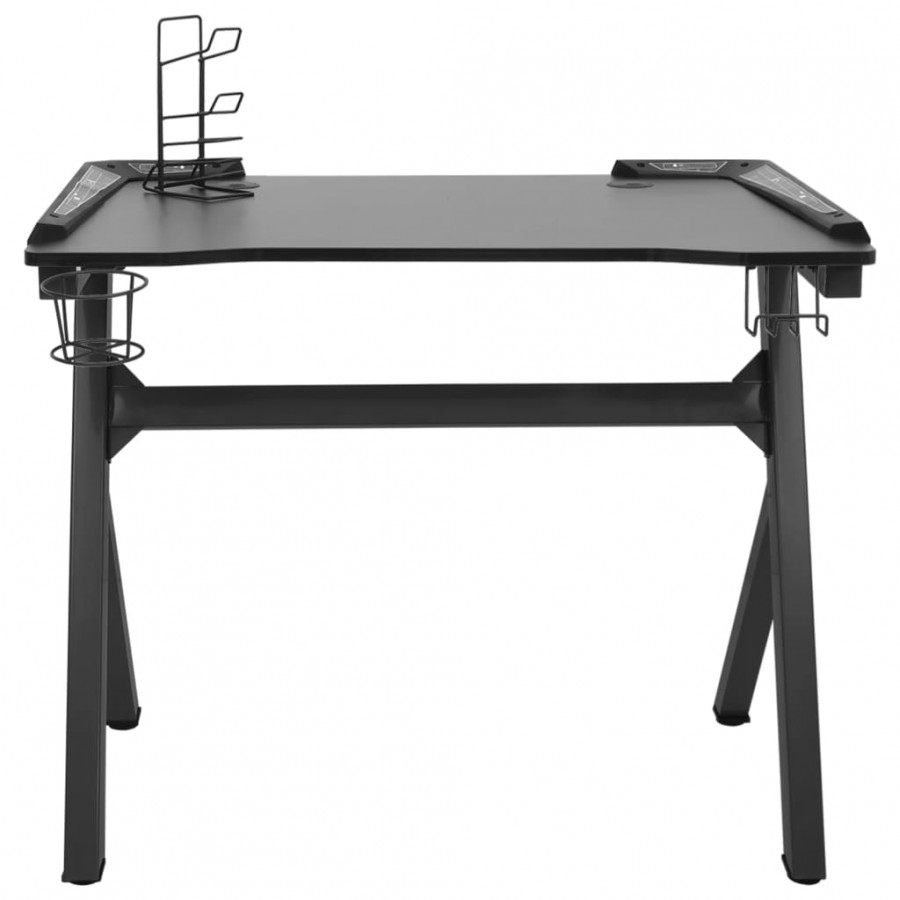 Bureau de jeu à LED en forme de Y noir 90x60x75 cm