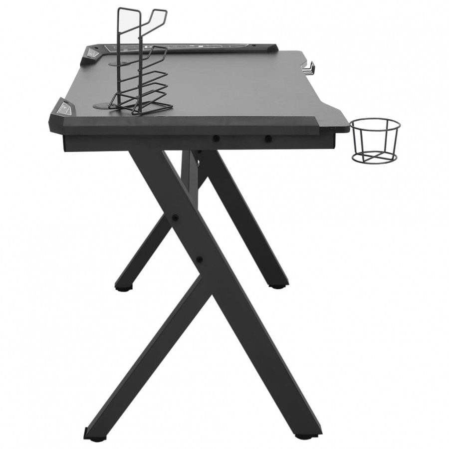Bureau de jeu à LED en forme de Y noir 90x60x75 cm