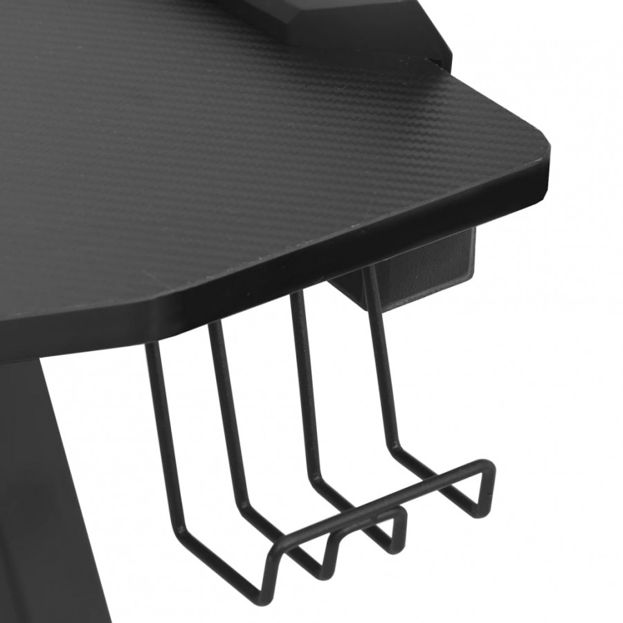 Bureau de jeu à LED en forme de Y noir 90x60x75 cm