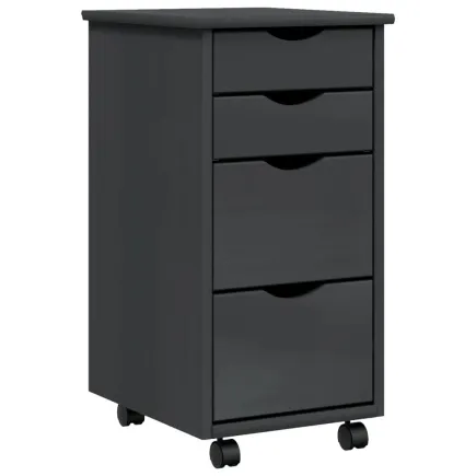 Armoire roulante avec tiroirs MOSS gris bois de pin solide 2