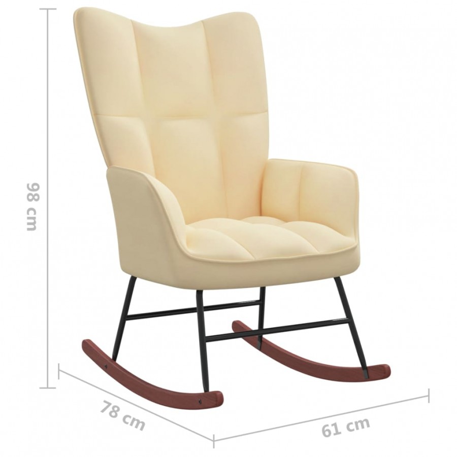 Chaise à bascule Blanc crème Velours