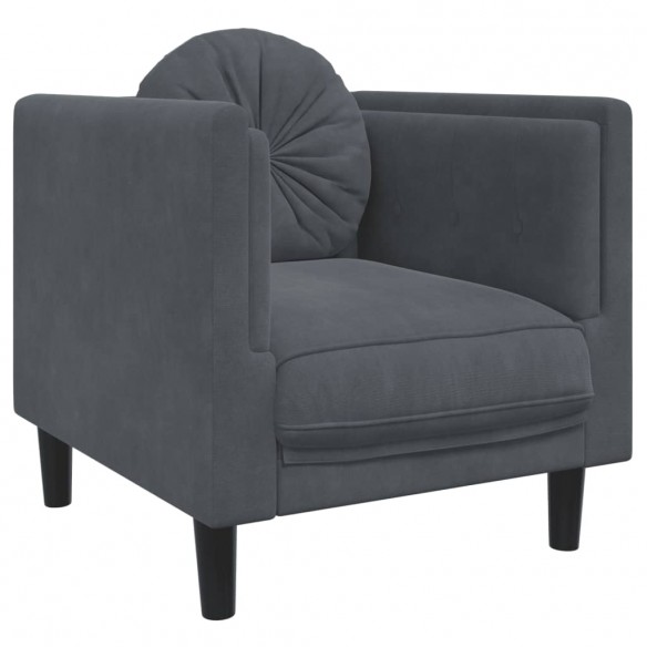 Fauteuil avec coussin gris foncé velours